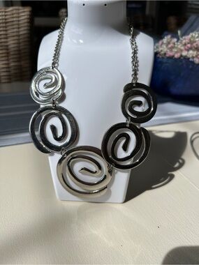Silver Spiral Statement Necklace - Women Jewelry